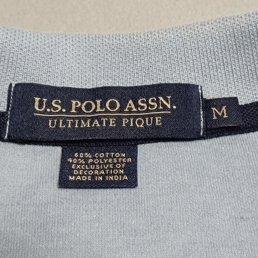 US Polo Assn Mens Ultimate Pique‎ Polo Shirt Light Blue Heather Size M 11879929 - Picture 2 of 12